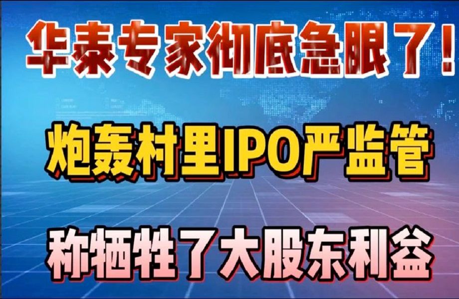 华泰专家彻底急眼了!炮轰村里IPO严监管,称牺牲了大股东利益!哔哩哔哩bilibili