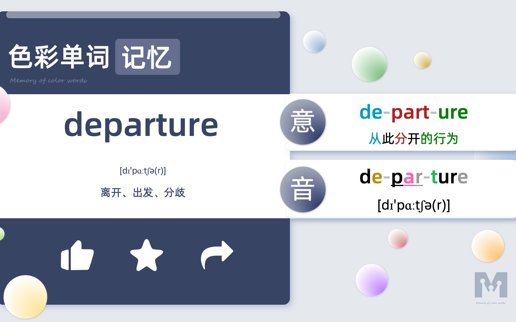 [图]色彩单词记忆-departure-自然拼读词根词缀-高中四级六级单词