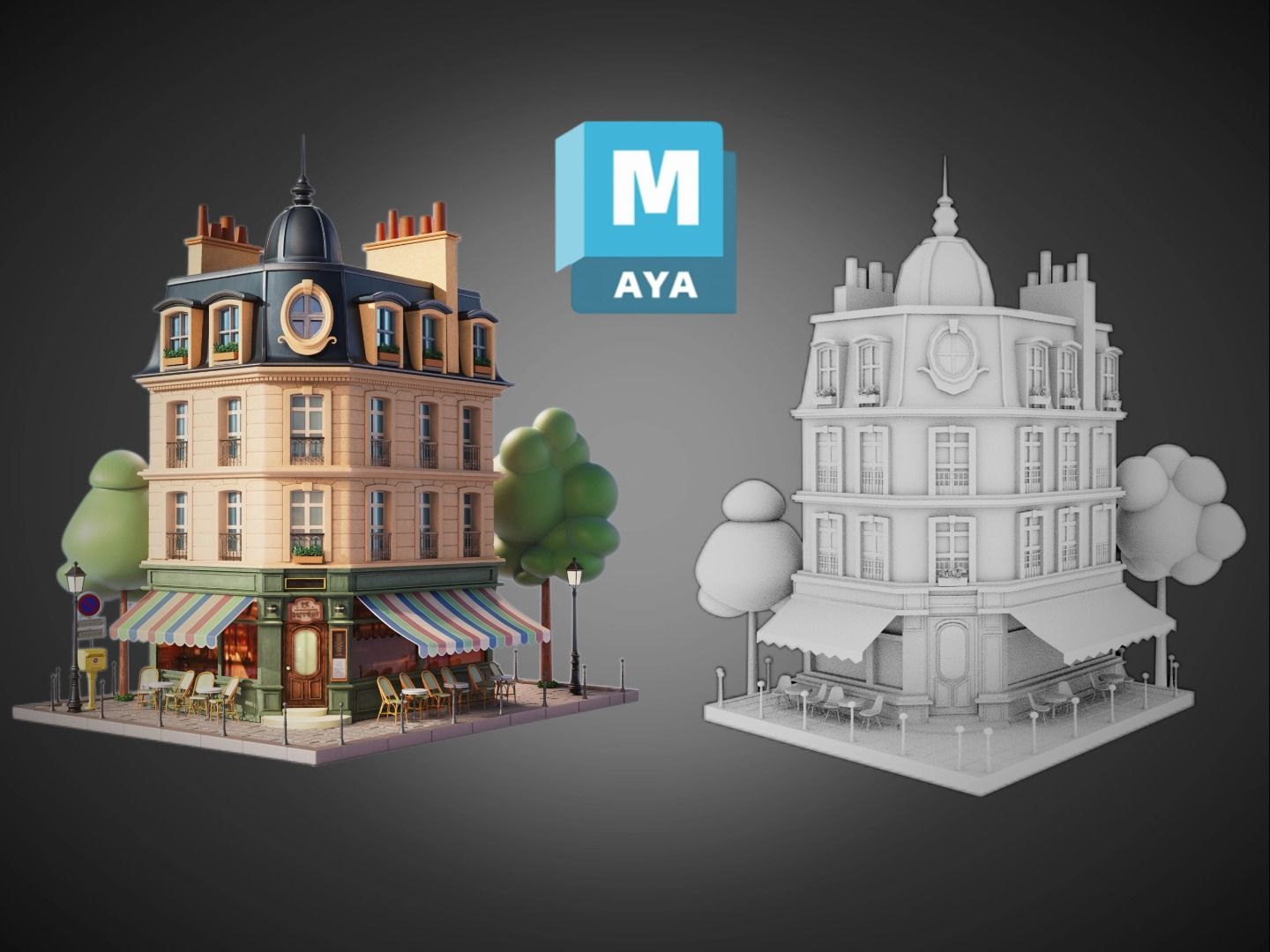 【maya场景建模】卡通风格场景模型制作,从零开始教你建模思路和大型