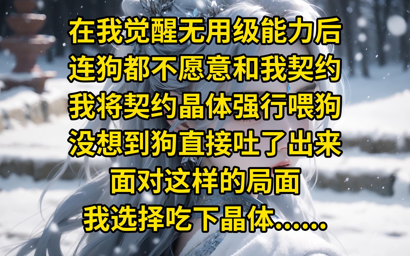 [图]《选择自我》在我觉醒无用级能力后 连狗都不愿意和我契约 我将契约晶体强行喂狗 没想到狗直接吐了出来 面对这样的局面 我选择吃下晶体 契约自己 在吞下晶体之后