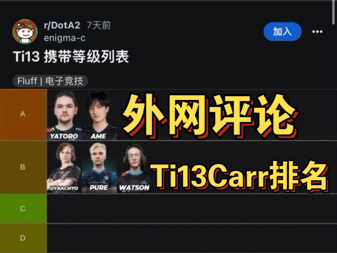 外网评论 Ti13 Carr等级排名网络游戏热门视频