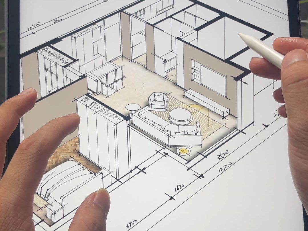 [图]iPad手绘室内鸟瞰图，空间关系一眼就清楚了！