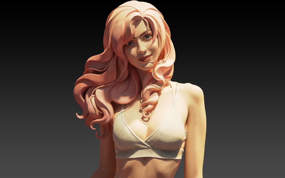 【zbrush雕刻】冷艳御姐系长相小姐姐3d模型制作!