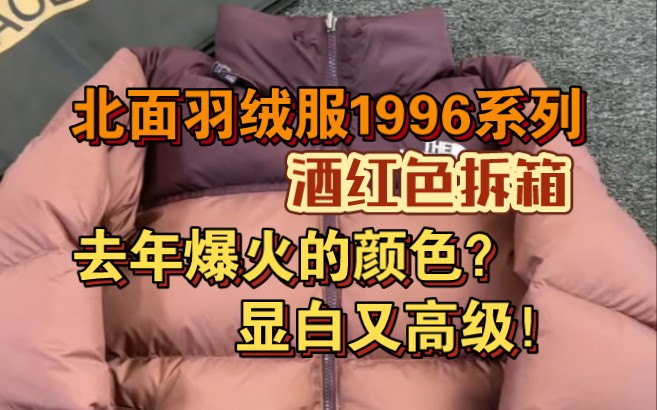 北面羽绒服1996系列酒红色实拍,去年没到冬季就爆火的颜色?显白又高级!哔哩哔哩bilibili