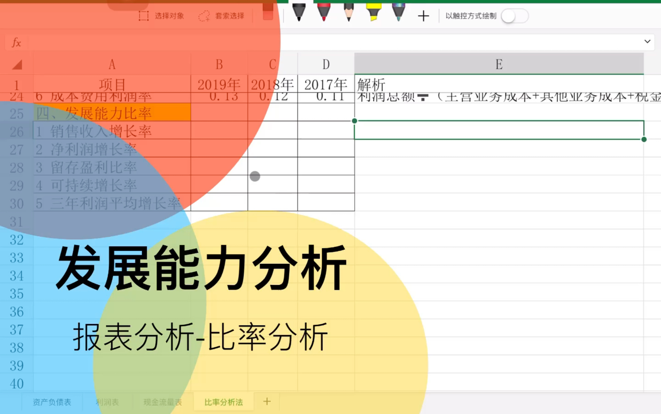 Excel在报表中的应用,比率分析发展能力分析哔哩哔哩bilibili