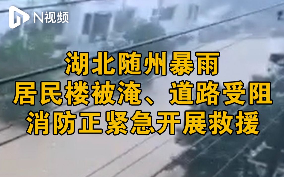 湖北随州暴雨致居民楼被淹、道路受阻,消防正紧急开展救援哔哩哔哩bilibili