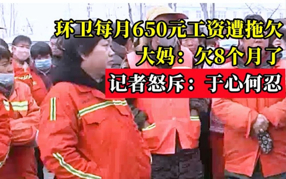 环卫每月650元工资遭拖欠,大妈:欠8个月了,记者怒斥:于心何忍哔哩哔哩bilibili