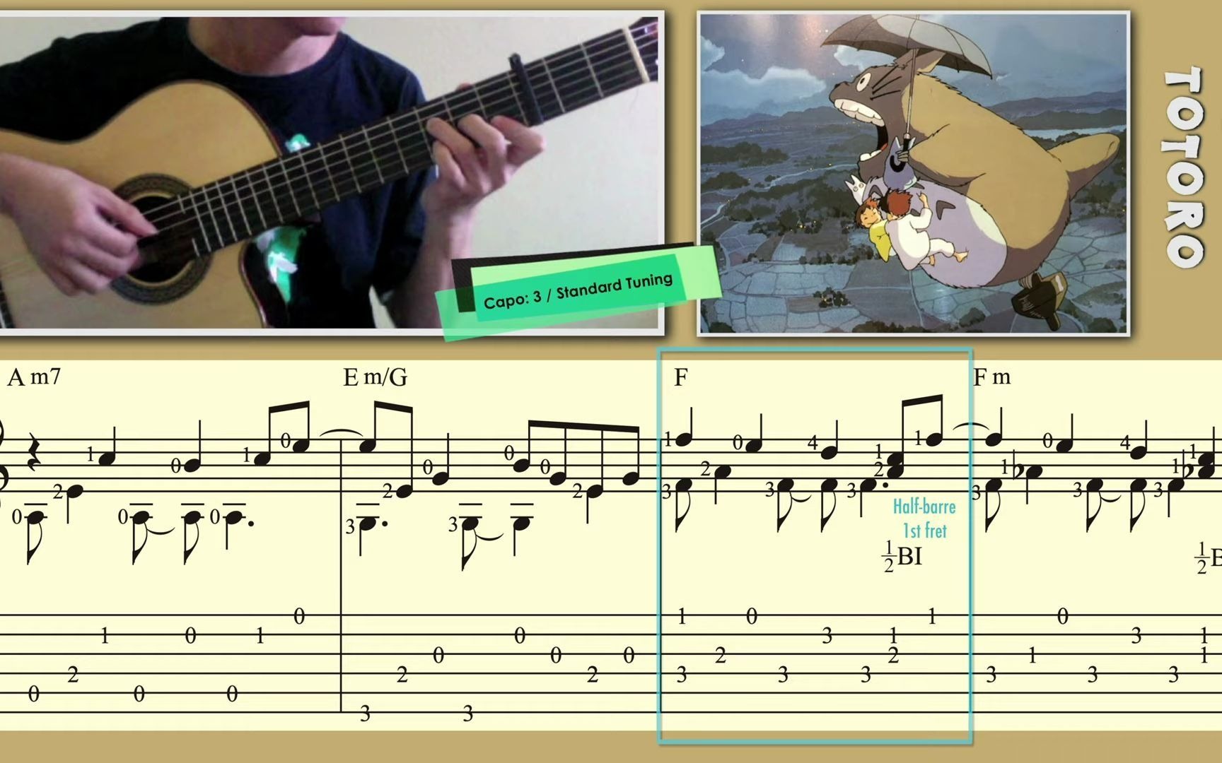 宫崎骏动画龙猫吉他谱带tab