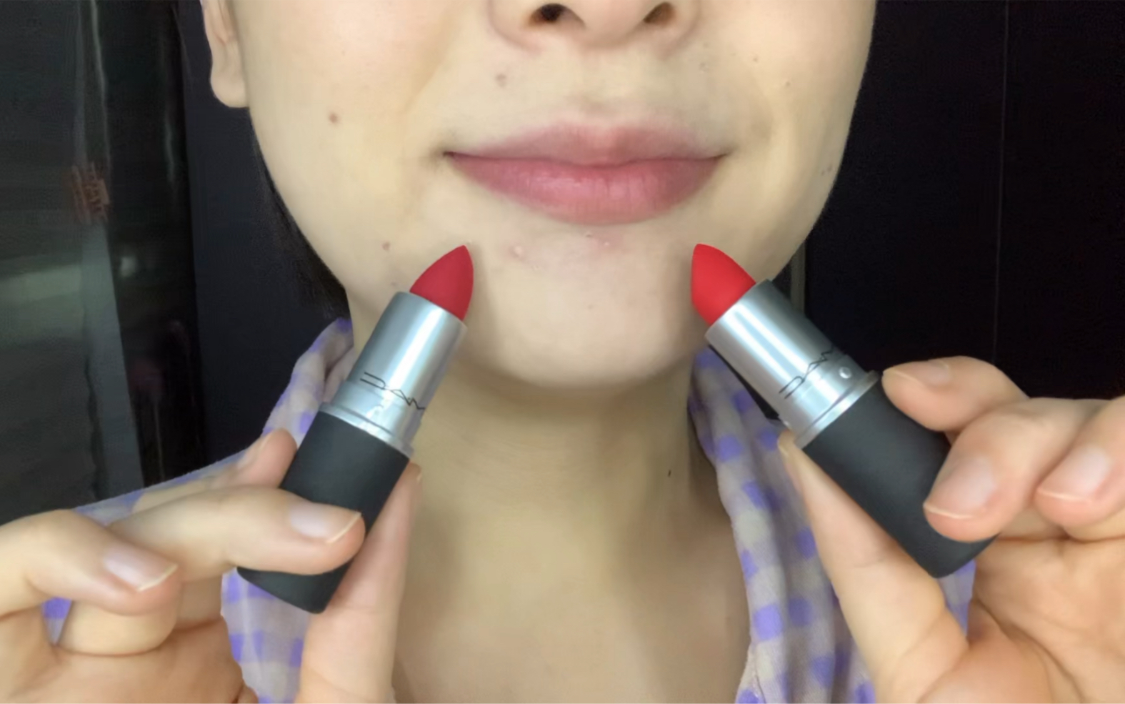 柔雾弹口红对比试色 mac306 vs mac315 半半对比试色_哔哩哔哩_bili