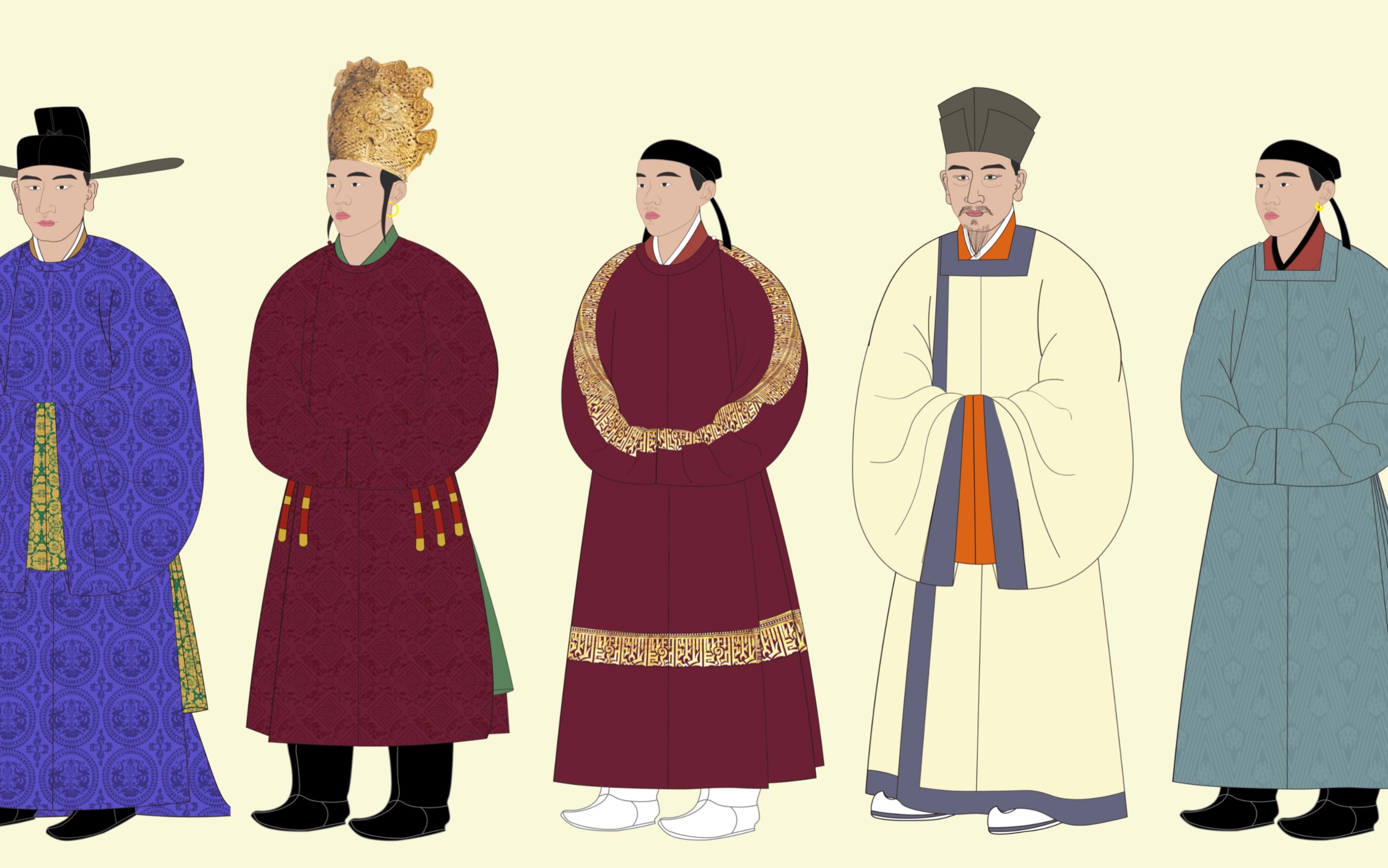 唐末到元各色圆领袍