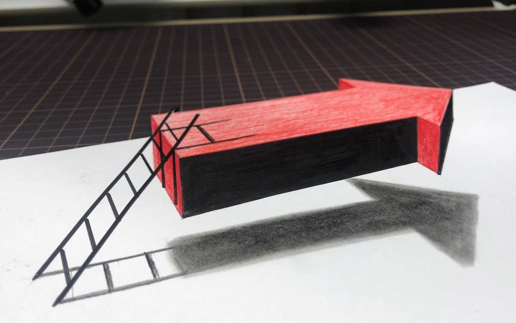 如何画裸眼3d箭头梯子