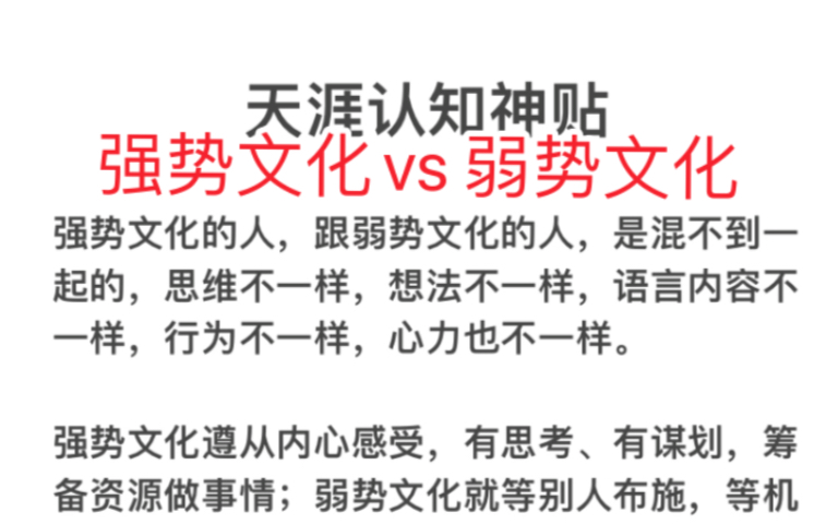 强势文化 vs 弱势文化