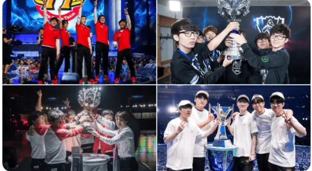 faker四次捧杯合照