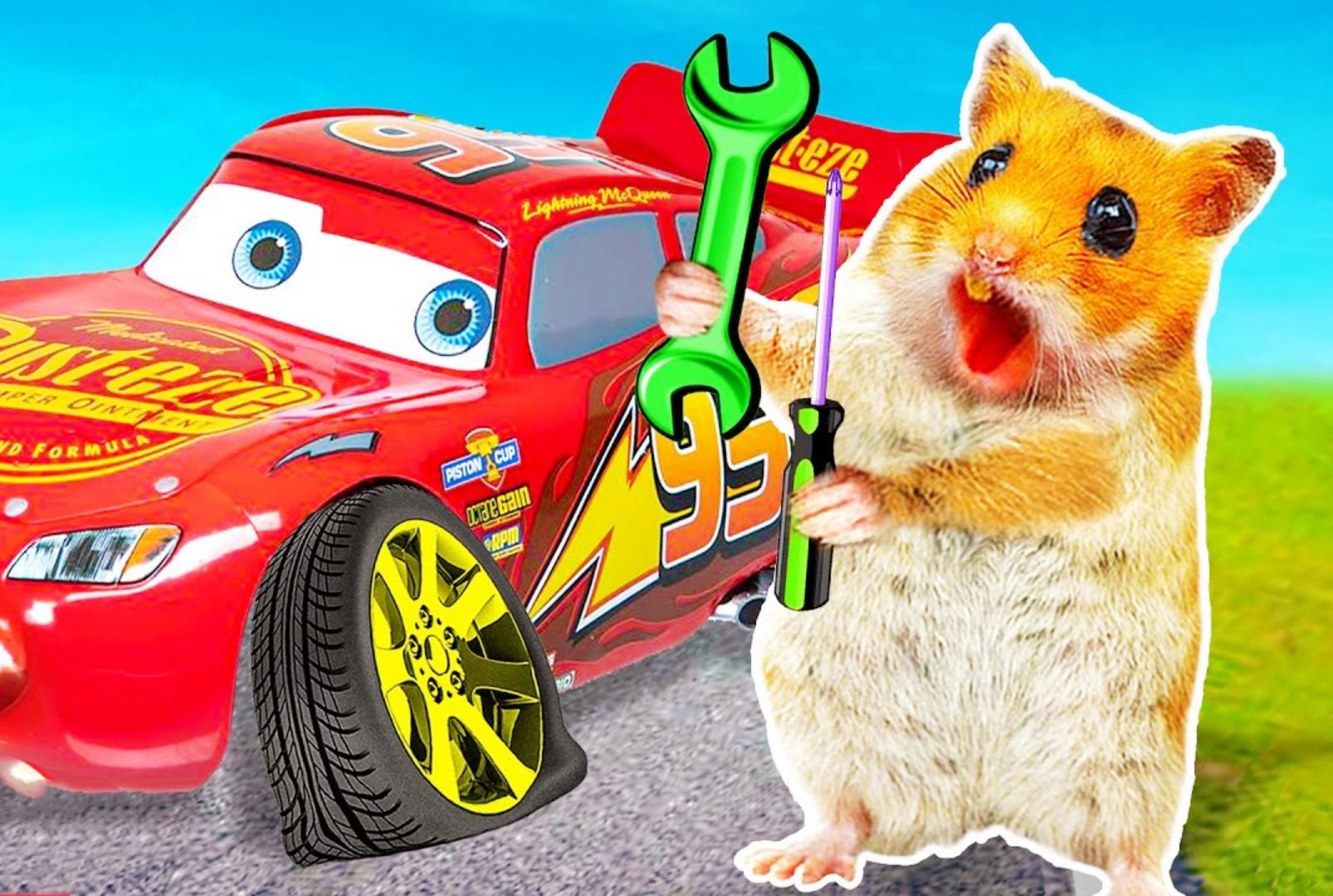 小仓鼠大冒险:麦昆汽车在马路上发生了故障,仓鼠小能手来帮忙!