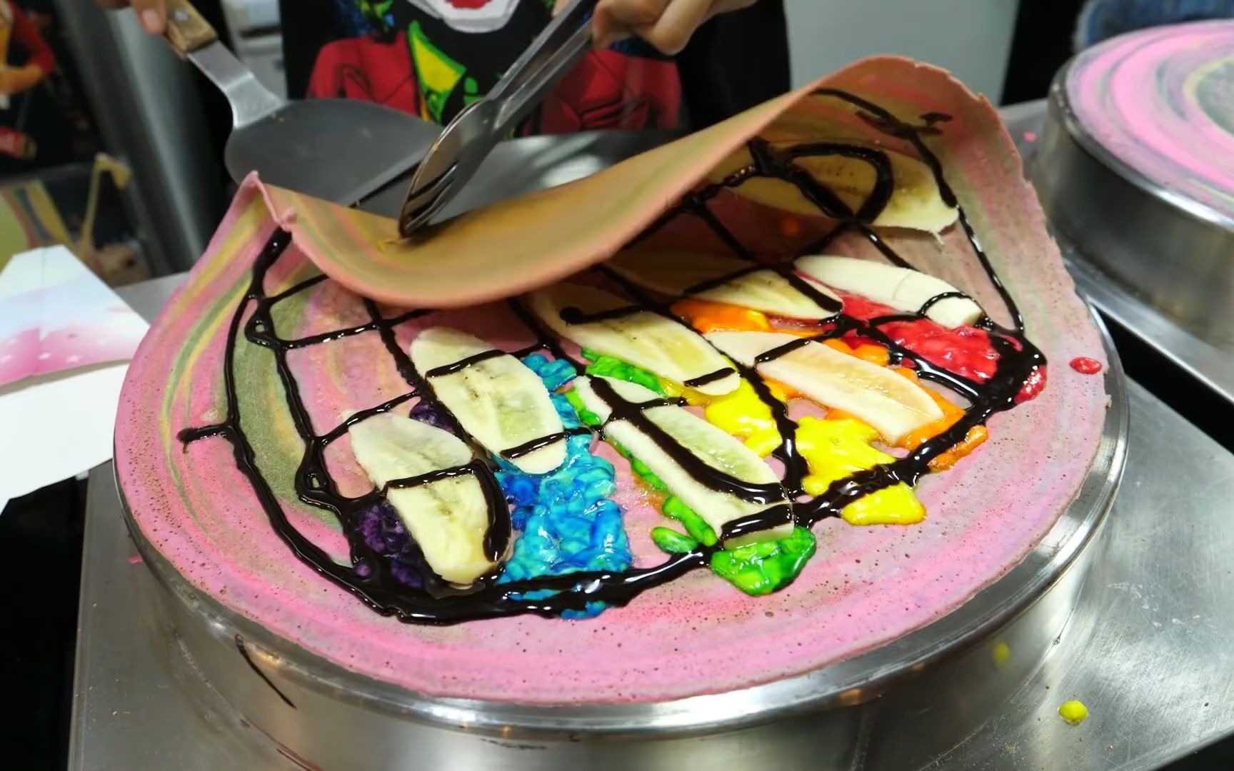 彩虹芝士可丽饼 rainbow cheese crepe thai street food