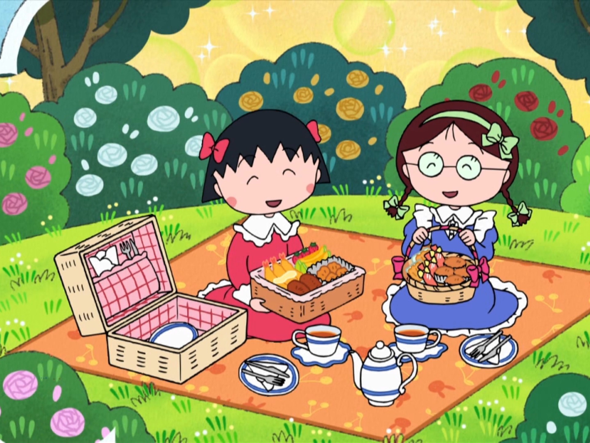 小丸子和小玉亲手做便当,去樱丘公园野餐