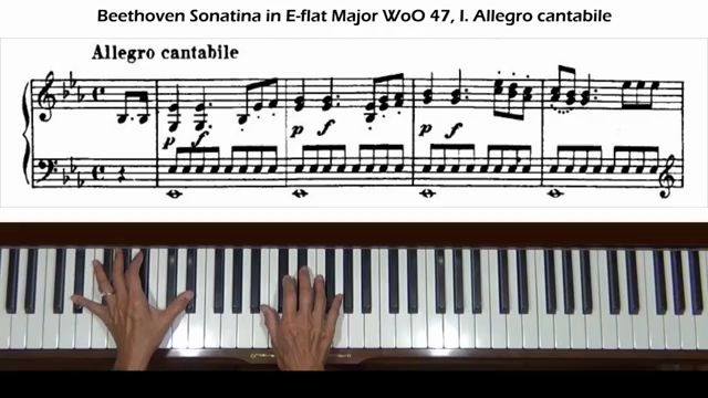 [图]新版音协钢琴考级6级B项贝多芬《降E大调奏鸣曲》WoO 47 No.1慢练版