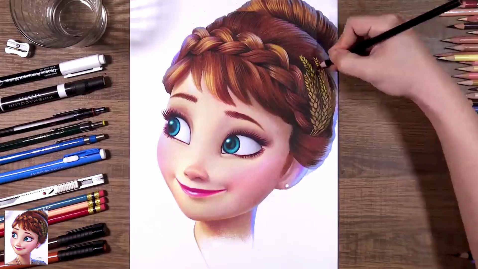 【彩铅素描】冰雪奇缘安娜头像分不清是图片还是画的
