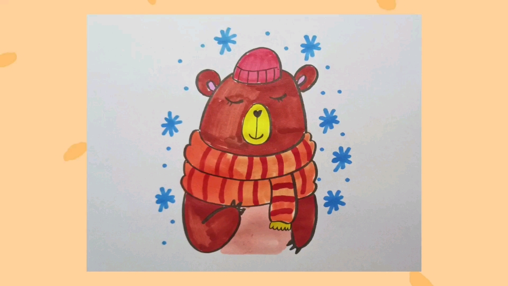 冬天的围巾简笔画彩色图片