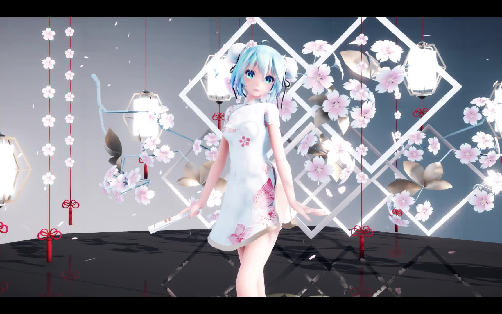 1080p60fps寄明月唯美古风樱花旗袍初音