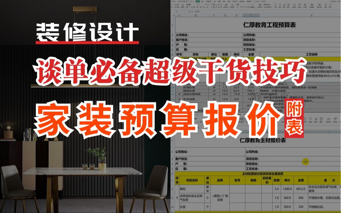 【装修设计】家装预算报价细节技巧解析教程(附:预算报价表模板)