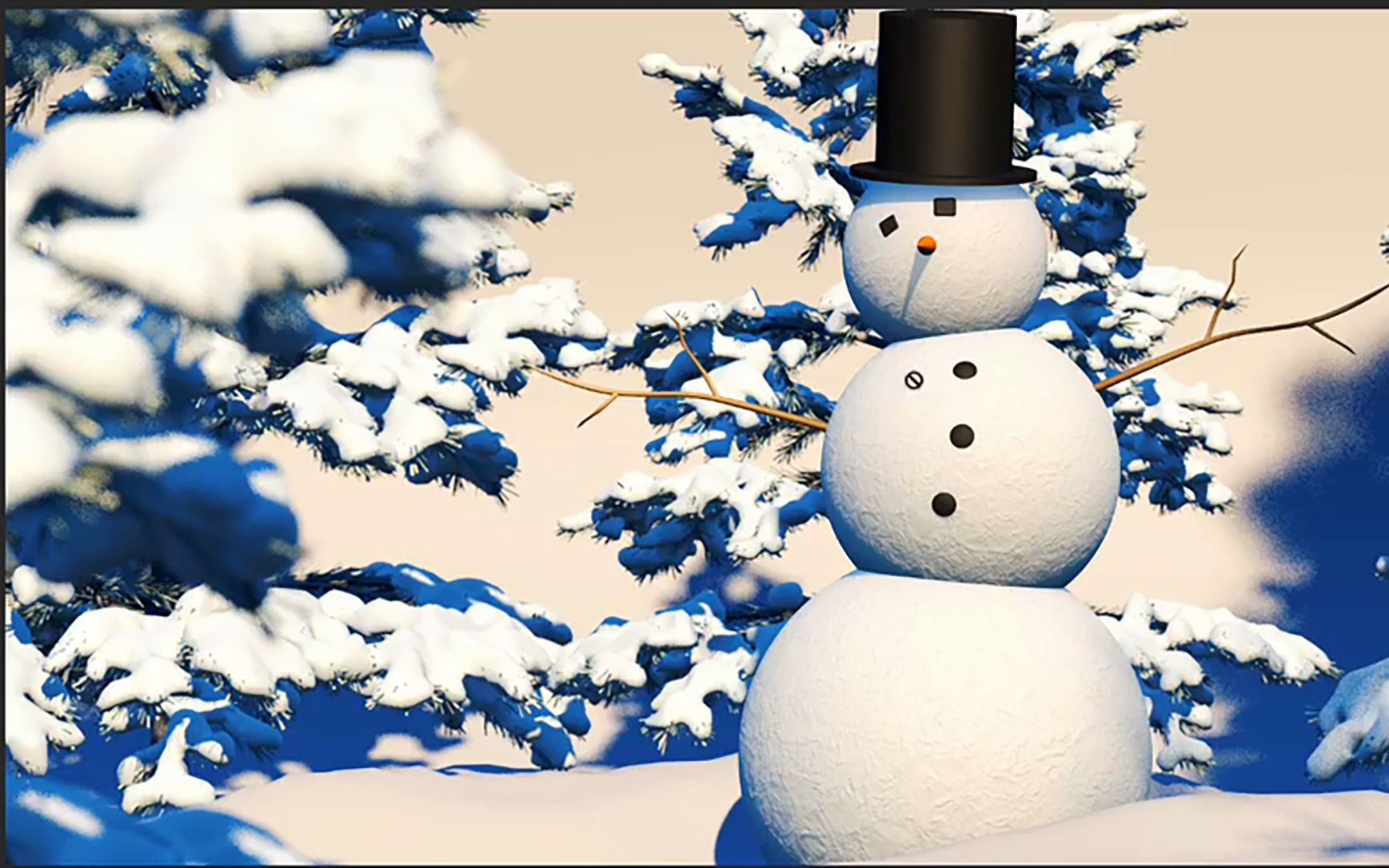 c4d制作一个雪人场景效果