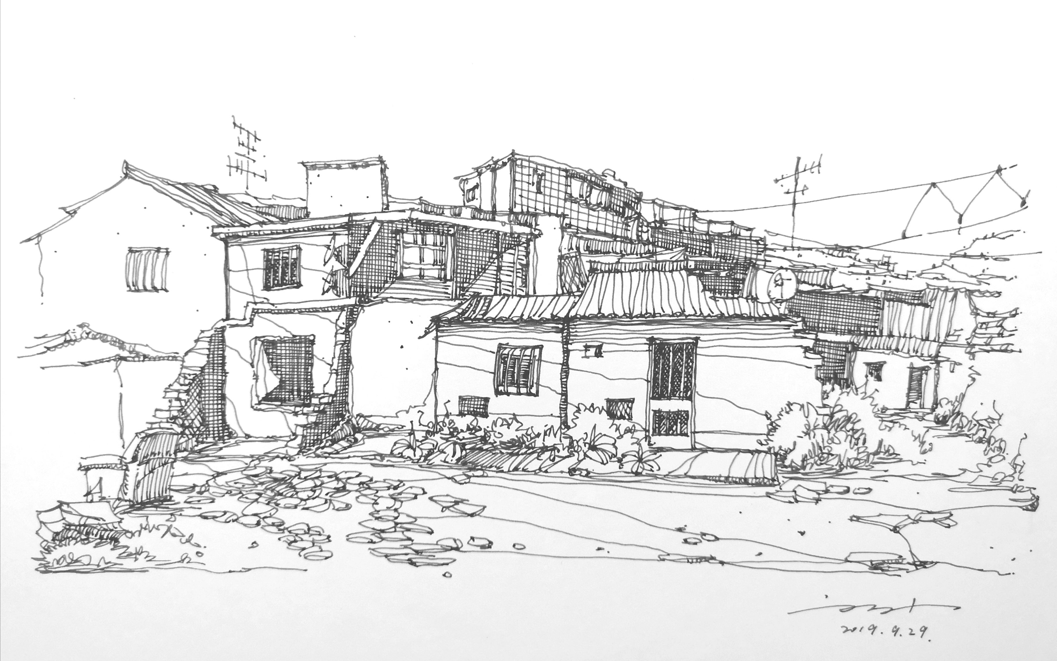 建筑钢笔速写—废墟_哔哩哔哩_bilibili