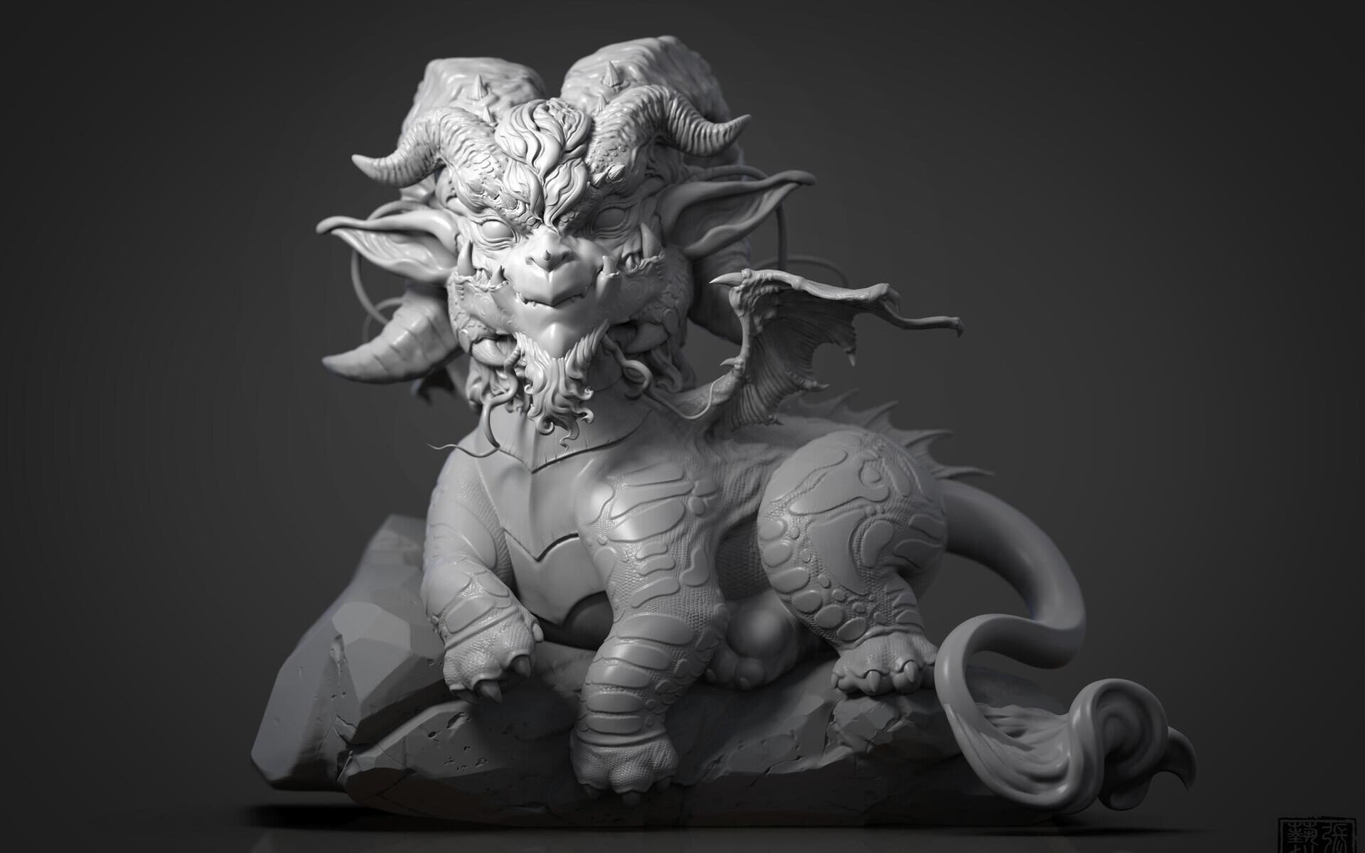 原创雕刻练习zbrush小龙雕刻次世代雕刻教程3d游戏建模雕刻教程