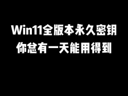 Download Video: Win11全版本永久密钥，你总有一天能用得到