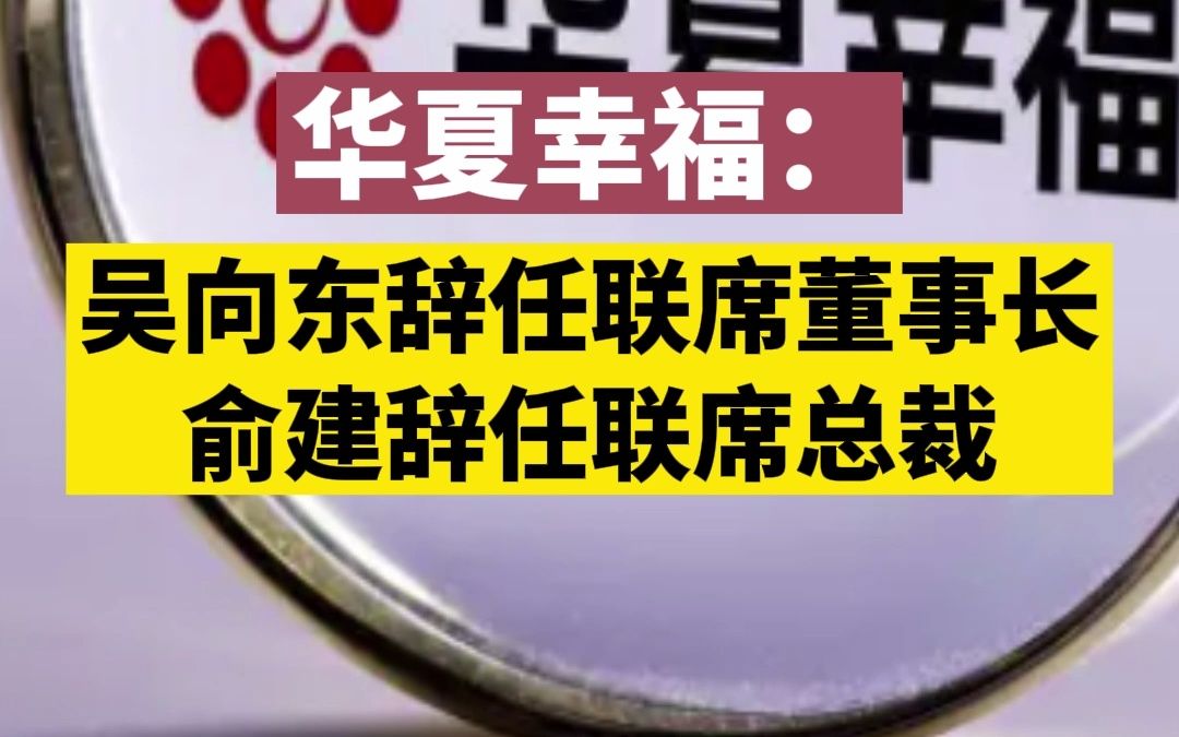 华夏幸福:吴向东辞任联席董事长,俞建辞任联席总裁哔哩哔哩bilibili