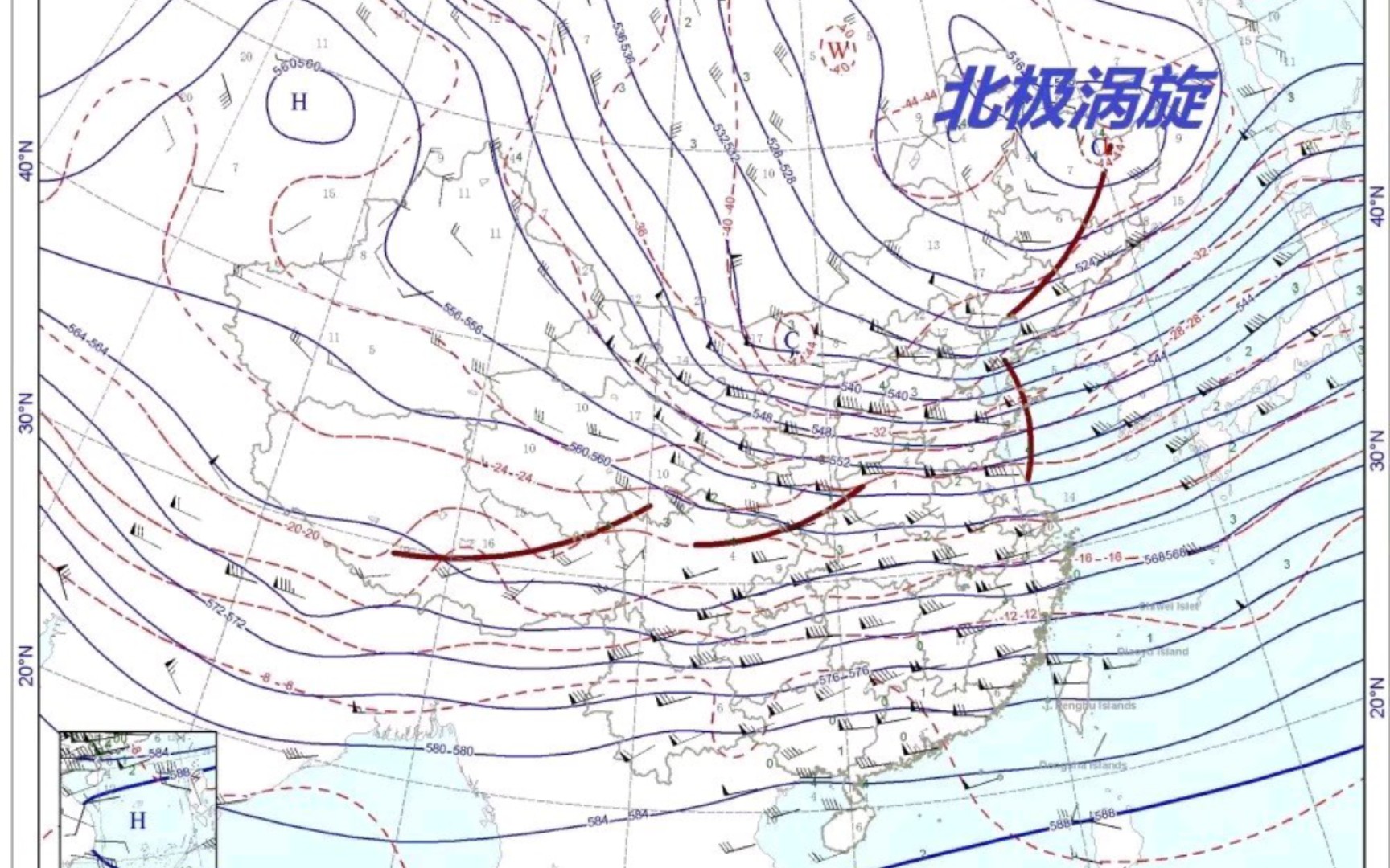 全国冬季高空500hPa大气环流形势图(这个冬天太冷了)哔哩哔哩bilibili