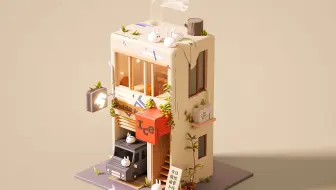 C4D临摹小场景建模慢速度篇-2.4H（龟速）