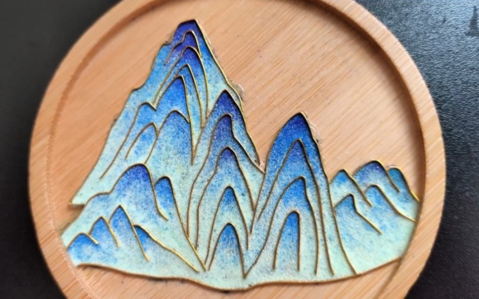 手工vlog06 景泰蓝掐丝珐琅 杯垫 山峦