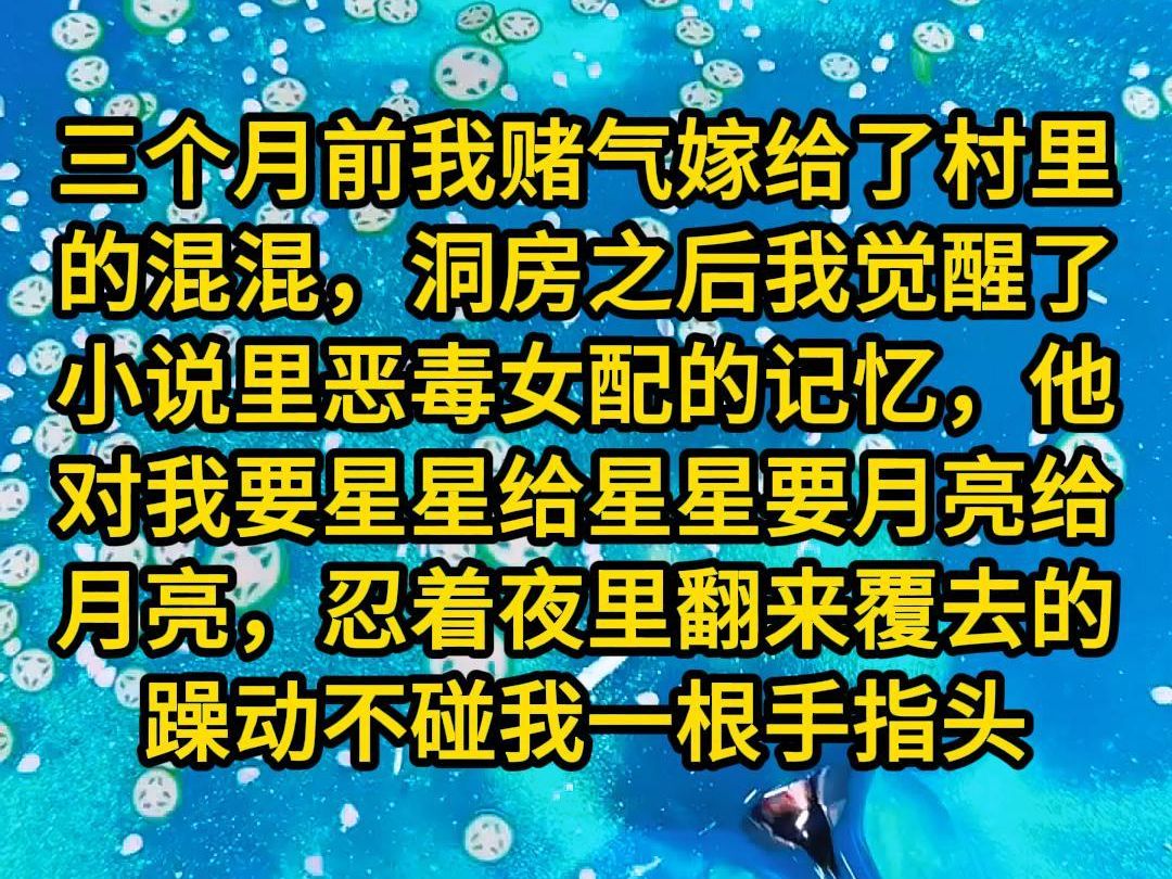 三个月前我赌气嫁给了村里的混混,洞房之后我觉醒了小说里恶毒女配的记忆,他对我要星星给星星要月亮给月亮,忍着夜里翻来覆去的躁动不碰我一根手指...