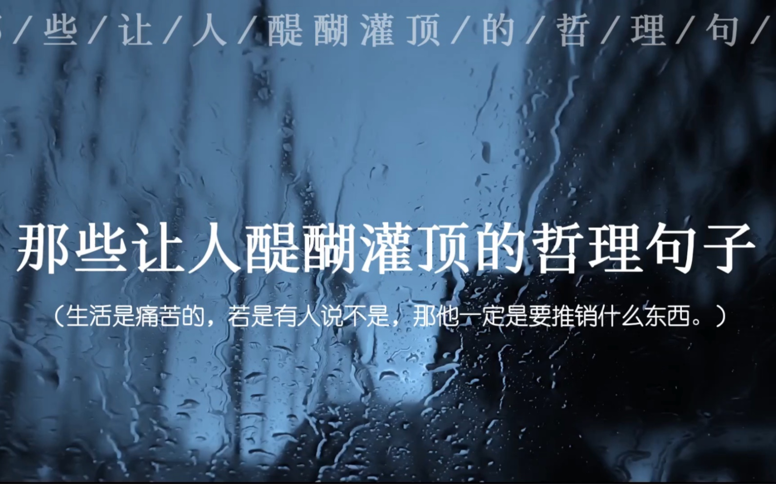 “生活是痛苦的,若有人说不是,那他一定是要推销什么东西”|那些让人醍醐灌顶的哲理句子哔哩哔哩bilibili