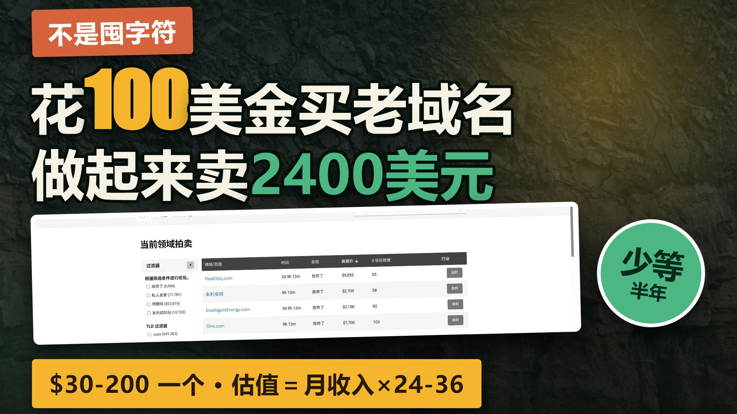 过期域名怎么抢?花100美金买老域名,做站少等半年