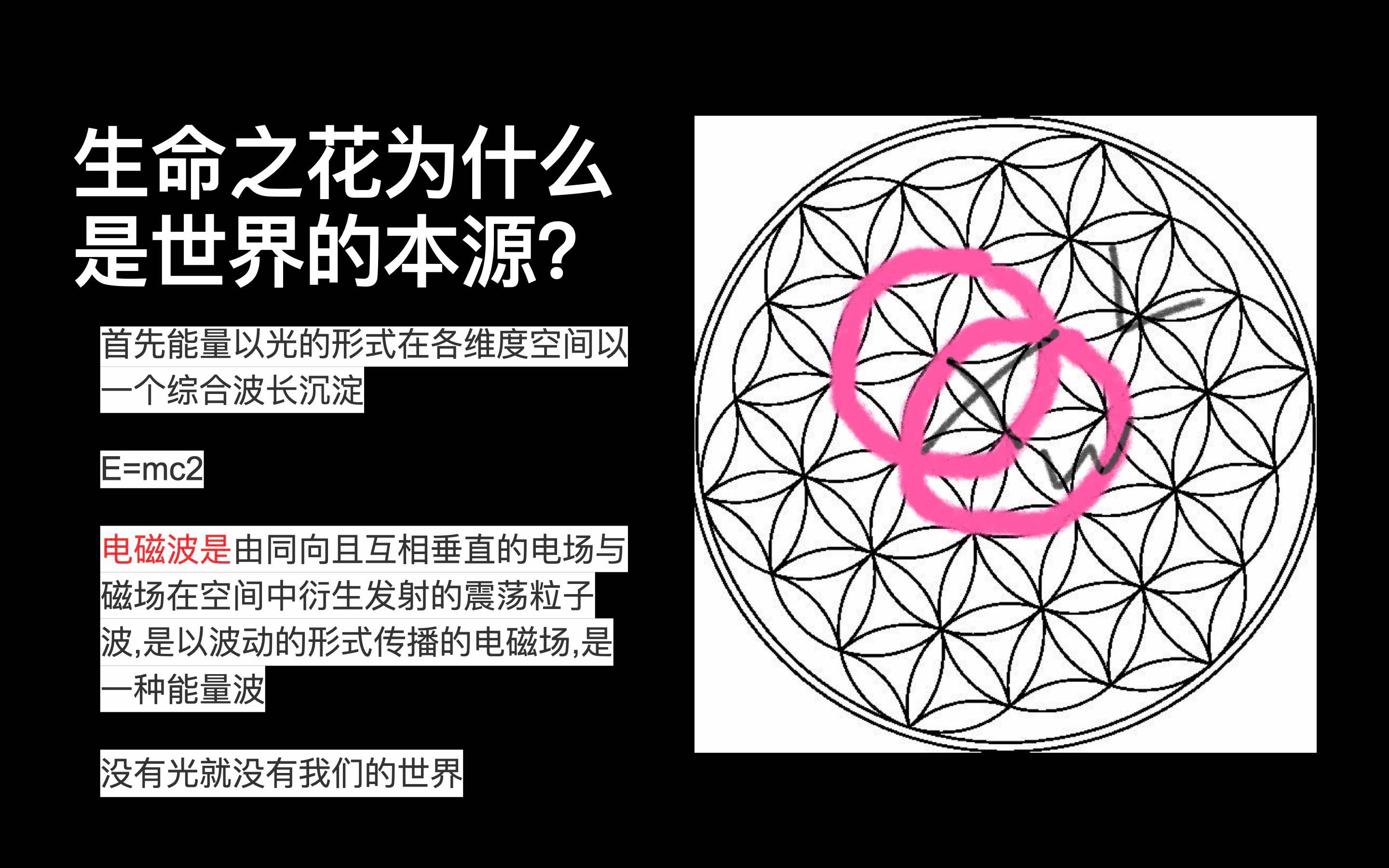 [图]生命之花为什么是世界的本源？-生命之花在3密度空间中，为光的传播提供了结构，并最终通过作用力组成世间一切