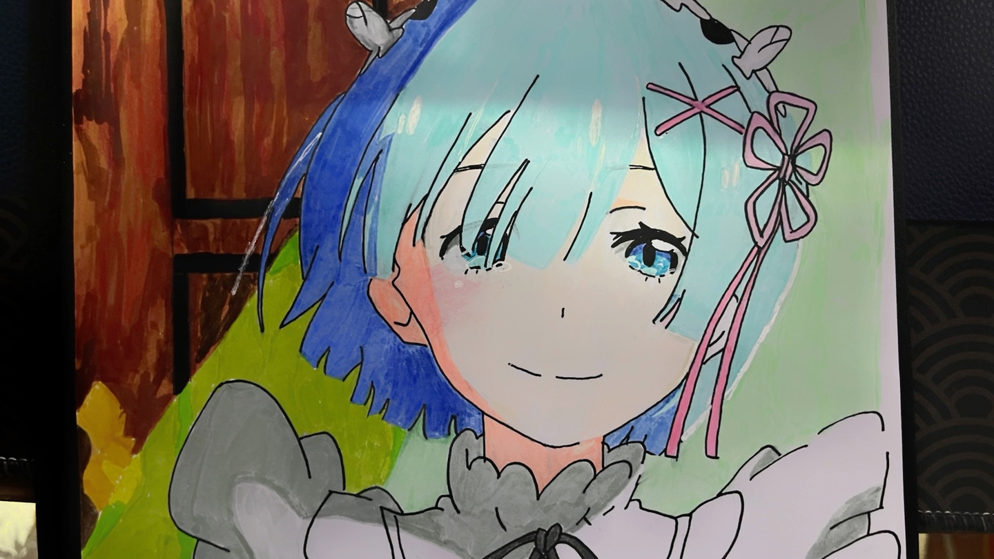 新手马克笔绘画,浅画一下蕾姆名场面