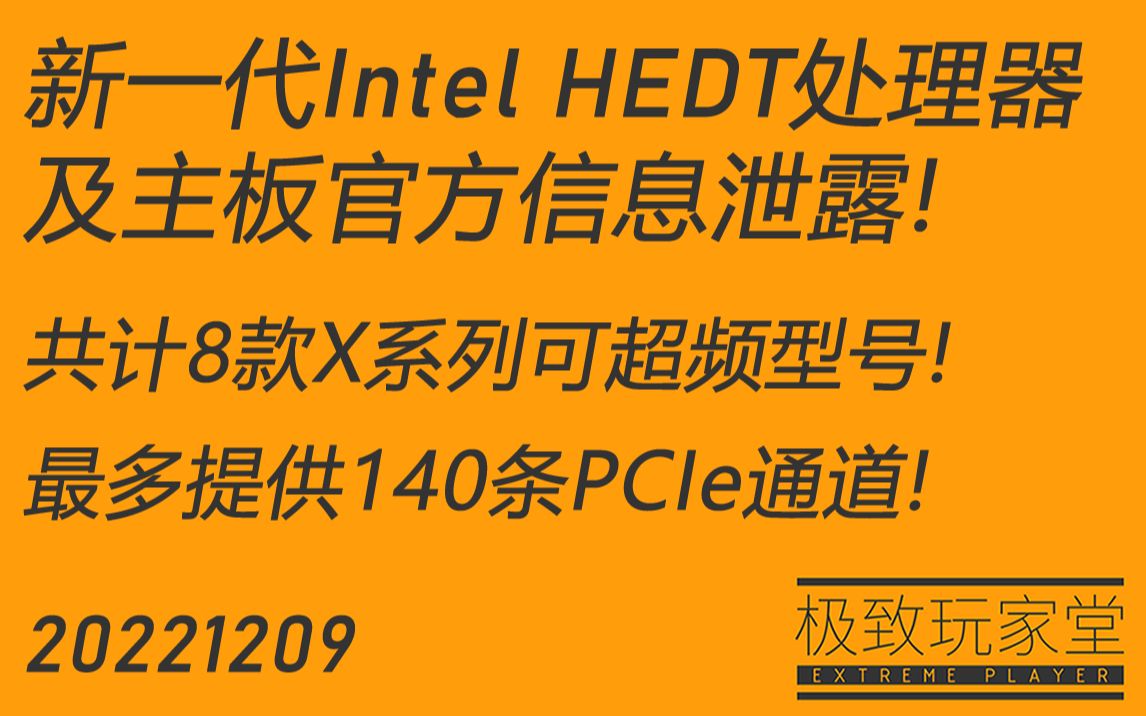 新一代Intel HEDT处理器及主板官方信息泄露!共计8款X系列可超频型号/最多提供140条PCIe通道极致玩家堂20221209哔哩哔哩bilibili