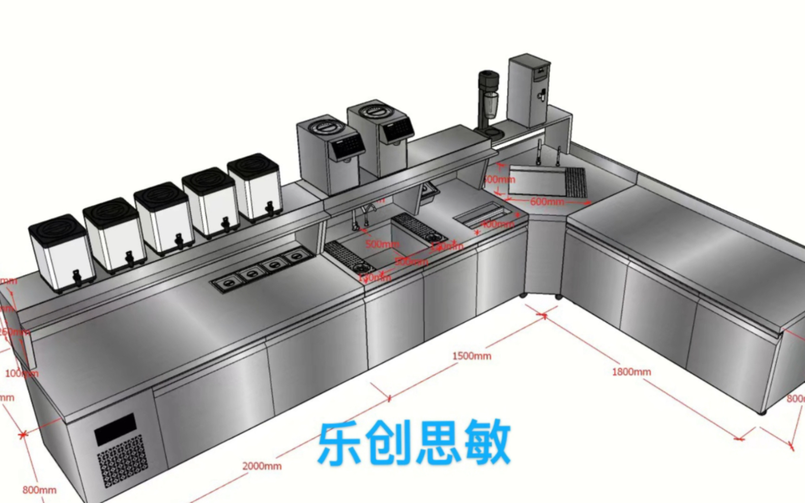 这是客户第三次定制的7字型水吧台啦～来看看效果图跟现场实图～吧台