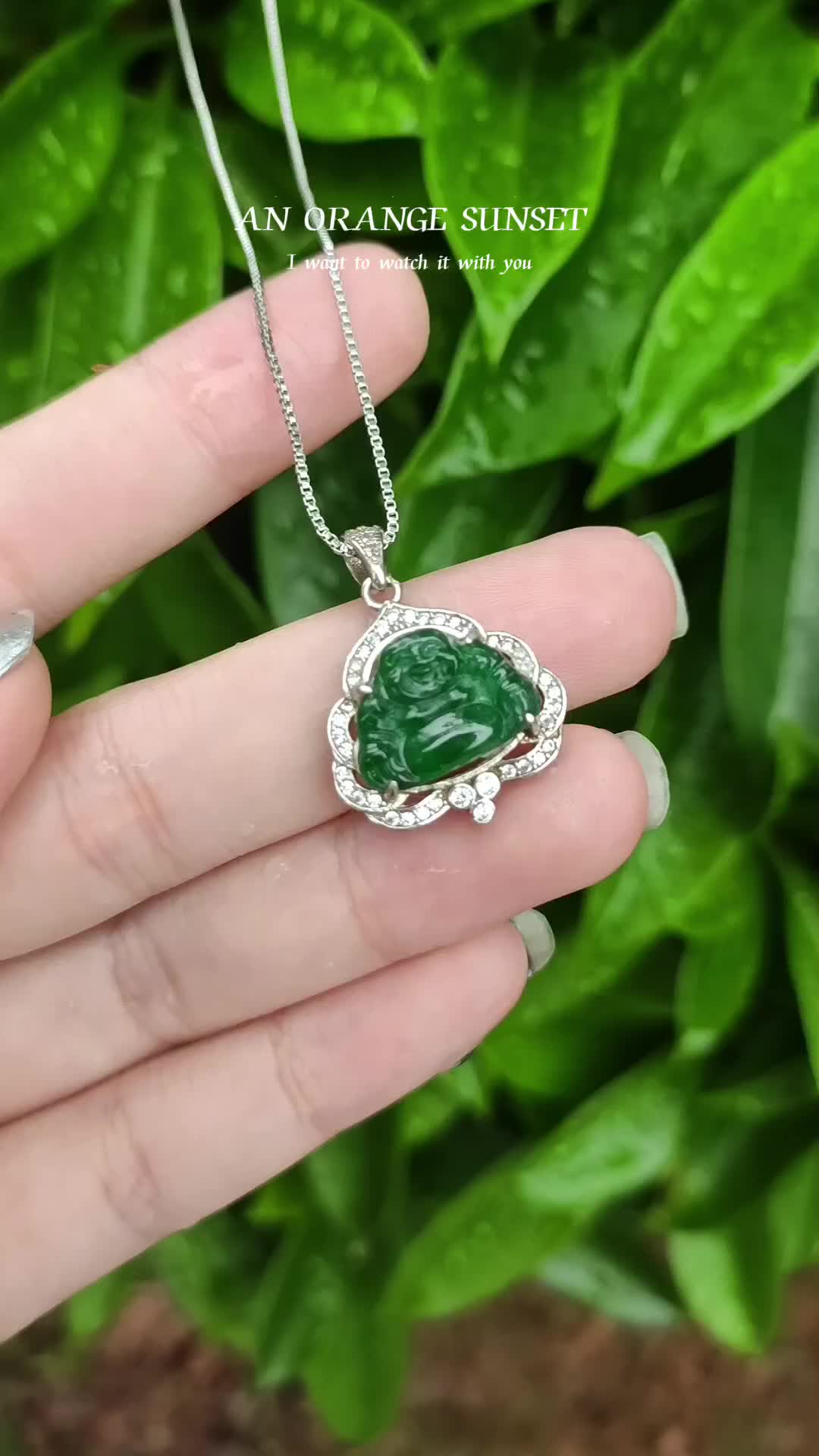 危地马拉翡翠a货小佛公,925银镶嵌,送证书