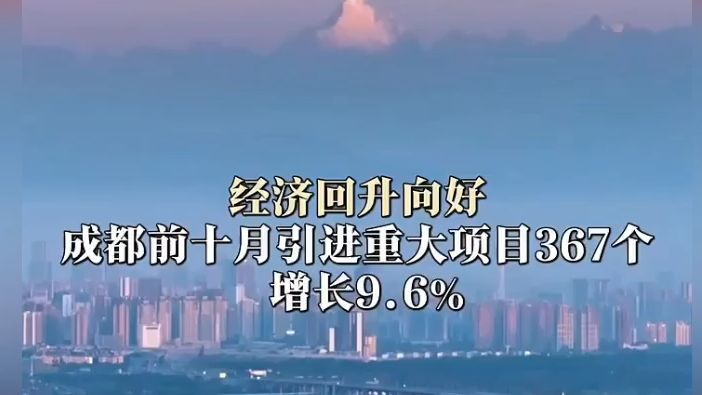 经济回升向好,成都前十月引进重大项目367个、增长9.6%(来源:@成都发布)哔哩哔哩bilibili