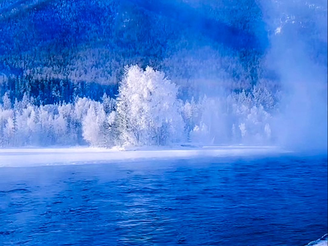 新疆阿勒泰,中午12点20分,喀纳斯景区的雪景真的是美如仙境!