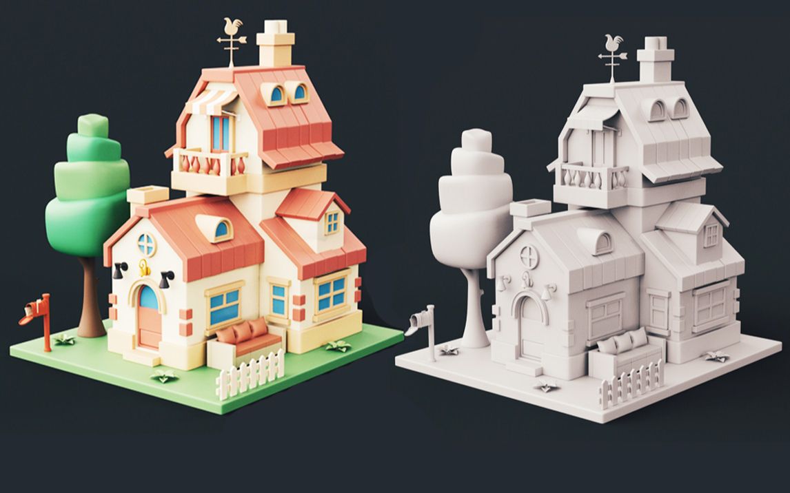 3dmax场景建模:卡通房子模型制作,基础房子布线技巧讲解