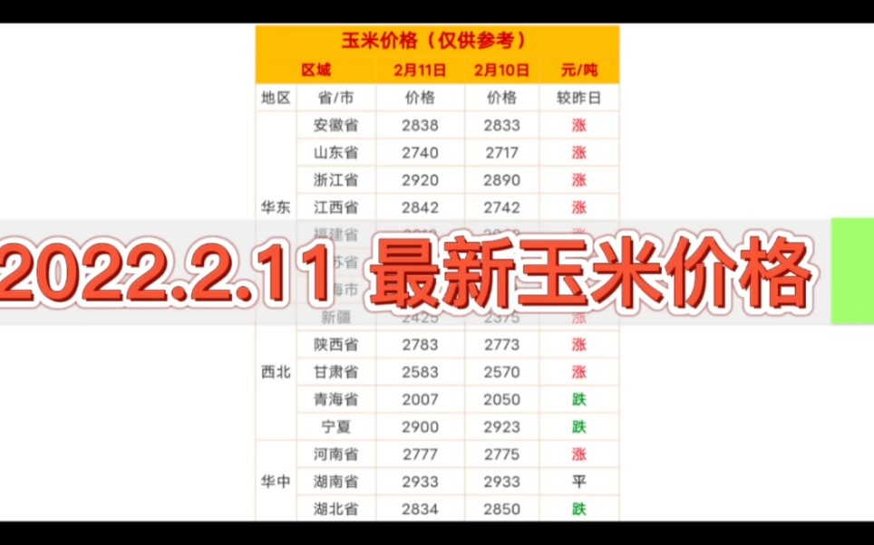 2022.2.11 最新全国各地玉米价格 市场价格行情趋势哔哩哔哩bilibili