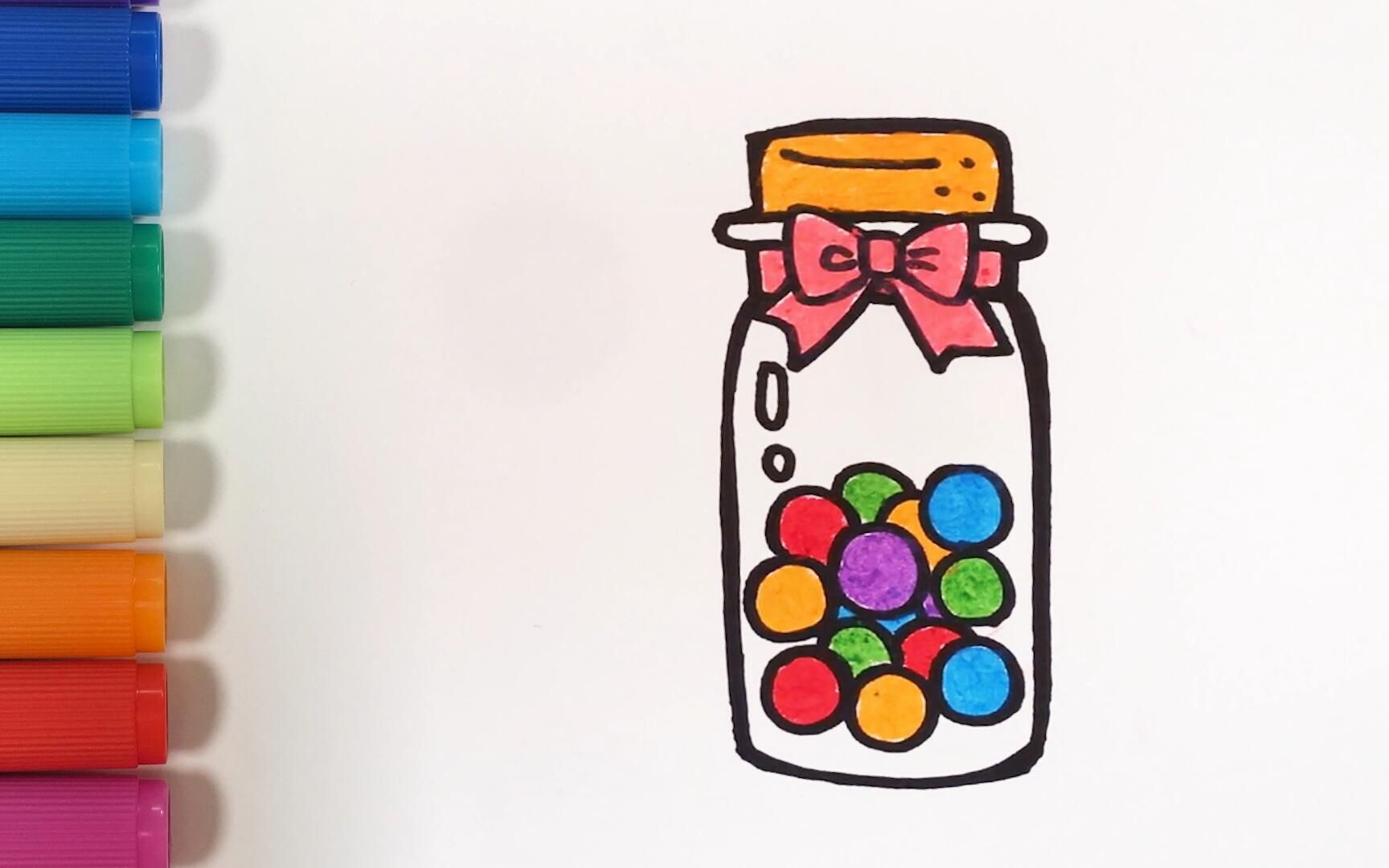 儿歌多多生活百科简笔画 糖果罐 一起画简单又好看的美味糖果
