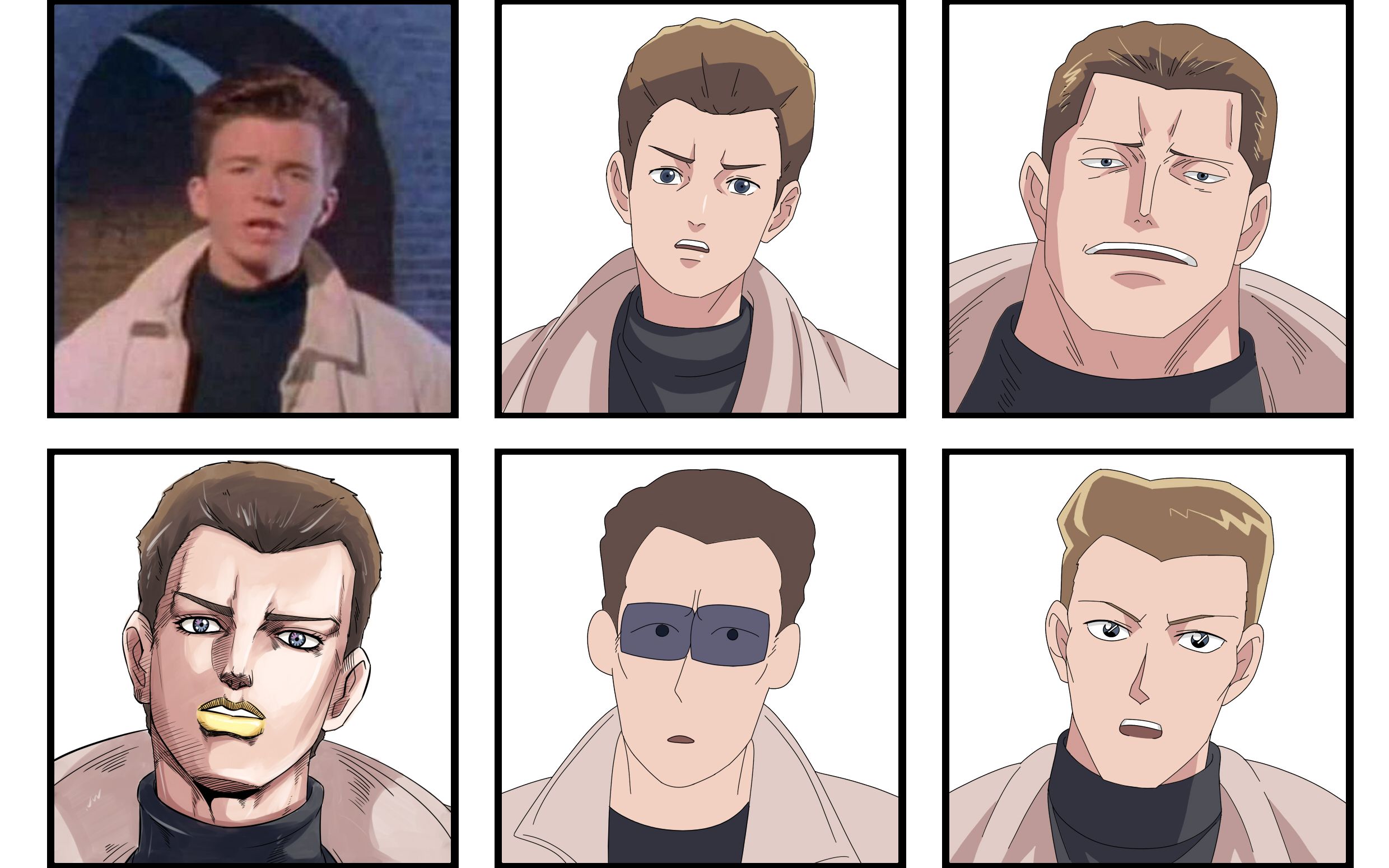 不同漫画家笔下的rick astley