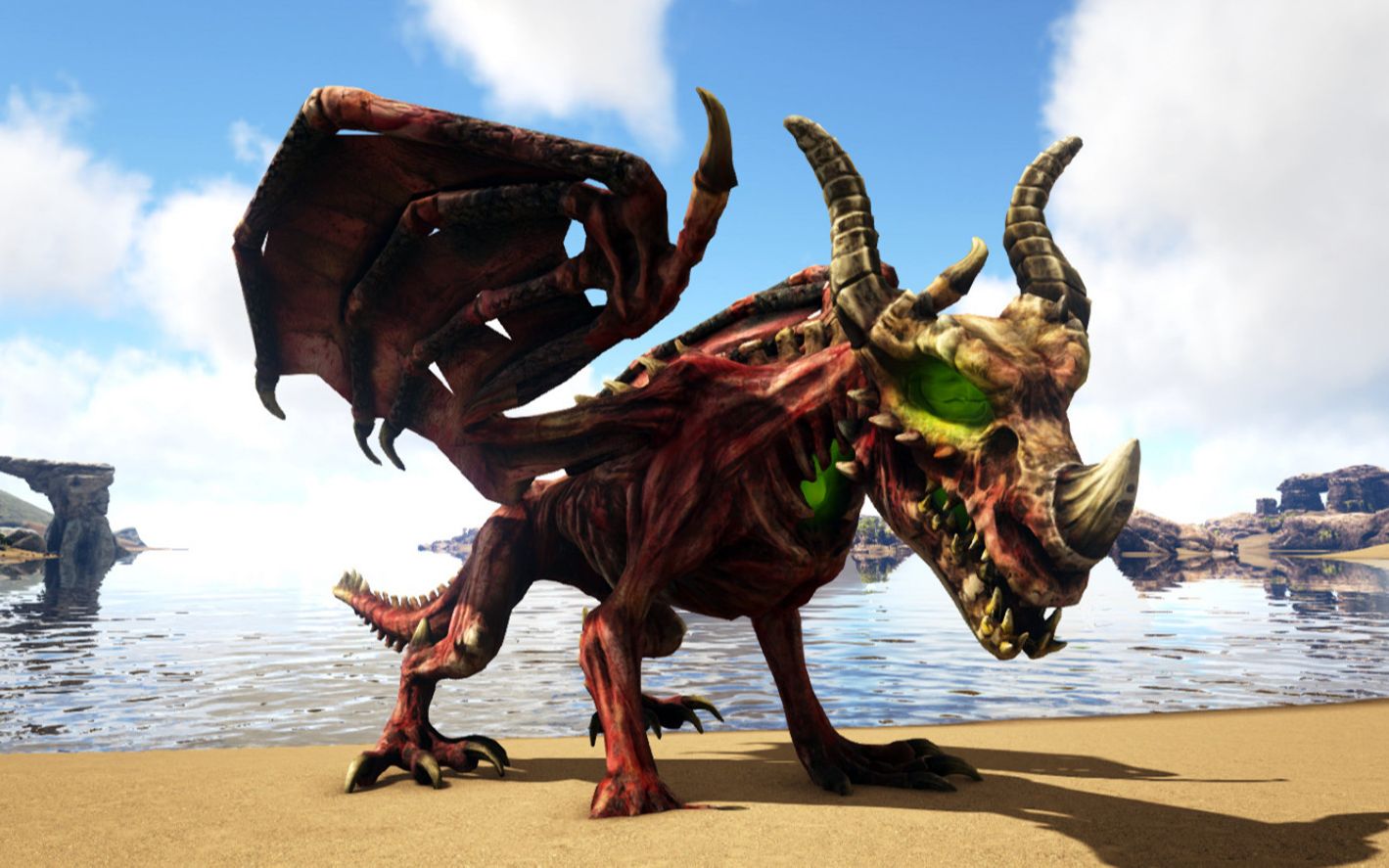 方舟生存进化:神话演变34 遇到皮包骨头的飞龙 带回去把它养肥_哔哩