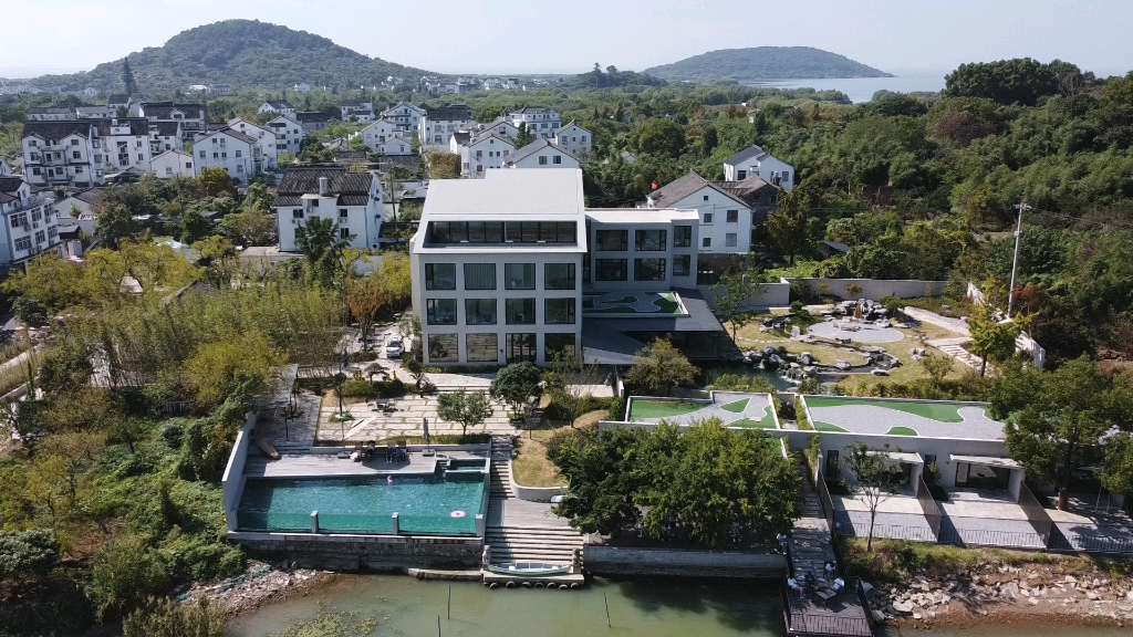 航拍苏州三山岛最美民宿
