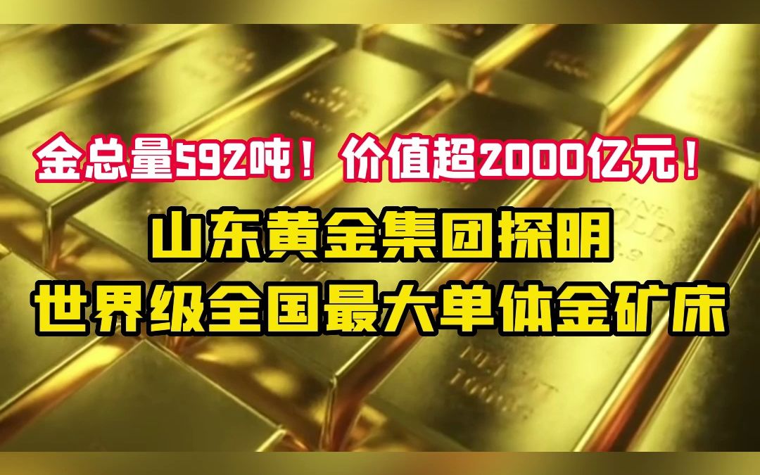 金总量592吨!价值超2000亿元!山东黄金集团探明世界级全国最大单体金矿床哔哩哔哩bilibili